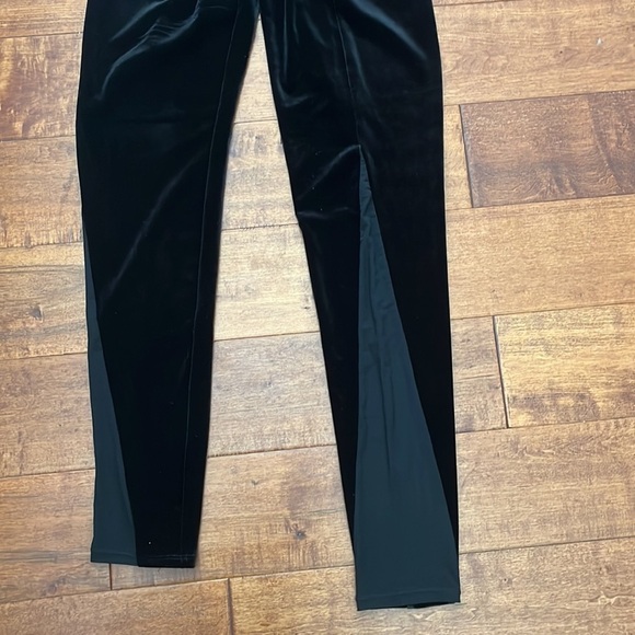 New Velvet & Mesh Leggings In Black Size M - Picture 10 of 13